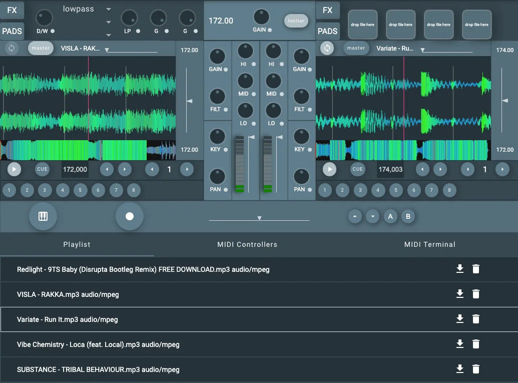 DJ Mixer — browser based DJ app